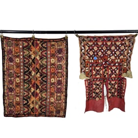Lot of Two Indian Silk Embroidered Panels