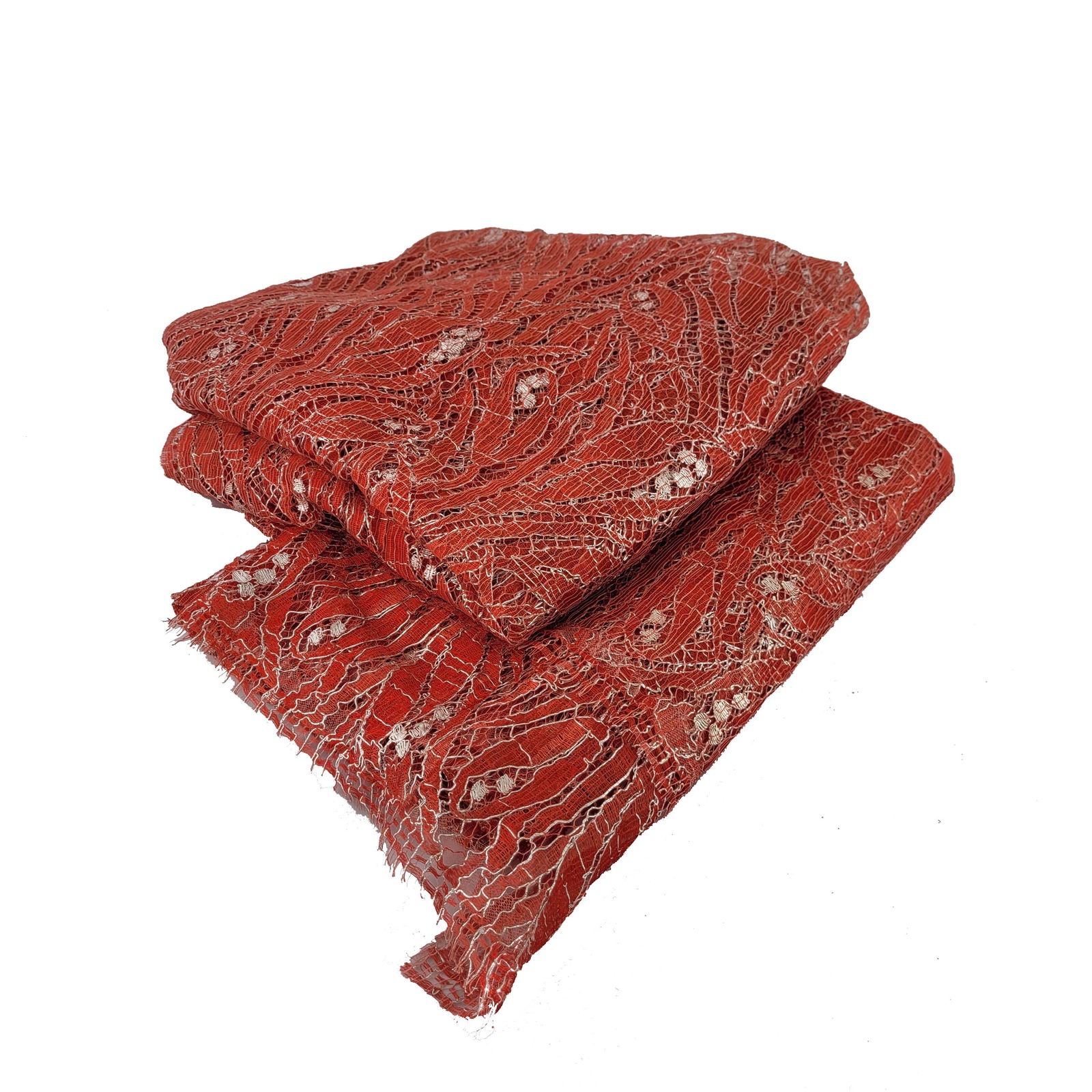 Two Continental Lace Fabrics Entwined with Silver Threads (1 of 6)