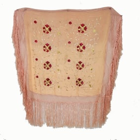 Spanish Silk Piano Shawl with Chinoiserie Motifs