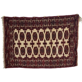 Turkmen Carpet with Tribal Geometric Motifs