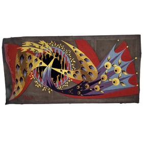 Claude Bleynie (1923???2016), "Peacock", Mounted Tapestry