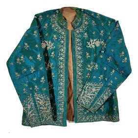 Persian Silk Jacket with Gold-Silver Metallic Embroidery