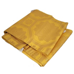 Japanese Silk Obi with Gold Metallic Chrysanthemum Designs