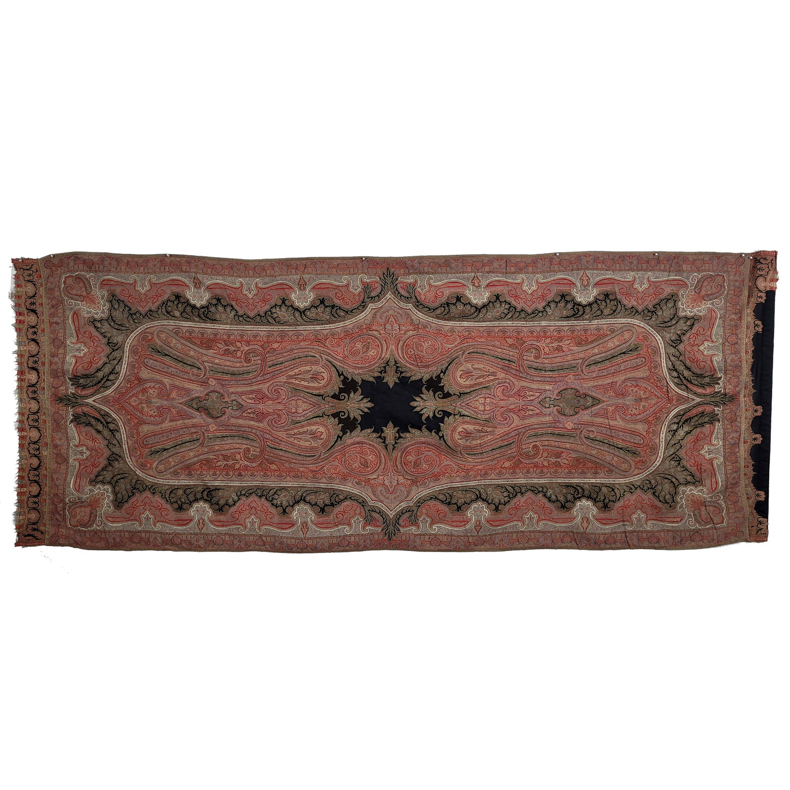 Long Kashmiri Shawl Mounted as Tapestry (1 of 4)