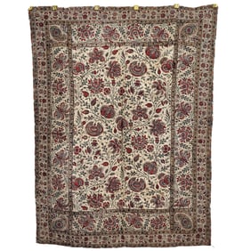 Persian Printed Cotton Ghalamkar with Floral Patterns