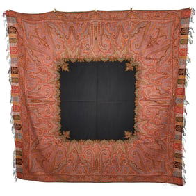 European Paisley Shawl with Black Center Medallion
