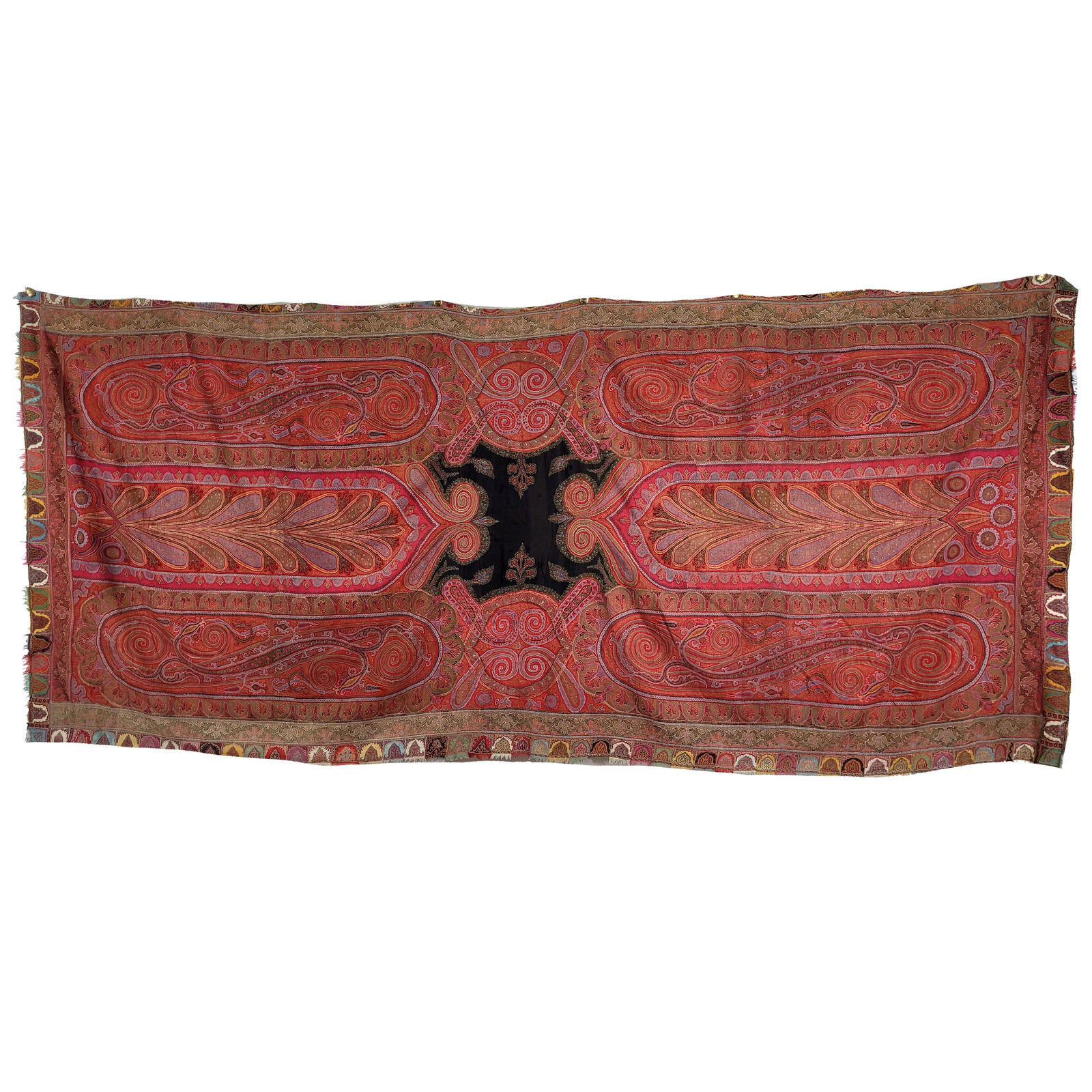Kashmiri Rectangular Shawl with Center Butterfly Medallion (1 of 7)