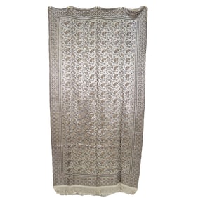 Persian Silk Fringed Textile with Boteh Motifs