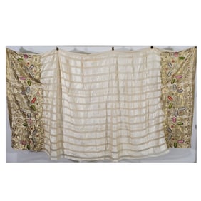 East Asian Curtain withFloral Metal Thread Embroidery