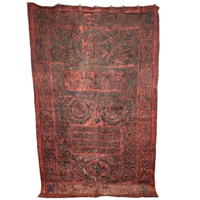 Islamic Silk Kaaba Kiswah with Silver Metal Embroidery