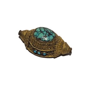 Tibetan Gilt Bronze & Turquoise Hair Bead