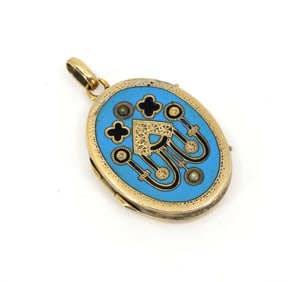 14 Kt Gold Enameled Locket
