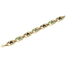 14 Kt Gold Enameled Bracelet with Camel Motifs