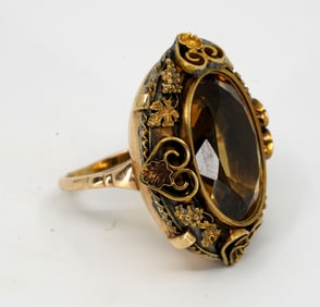 Topaz Cocktail Ring with 14 Kt Gold Filigree