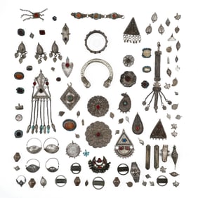 Mixed Lot of Turkoman and Middle Eastern Silver Jewelry Findings