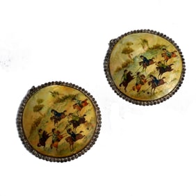 Two Persian Painted Mother of Pearl Pendants