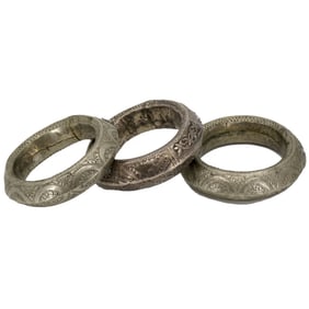 Set of Three Afghani-Persian Silver Rattling Bangles