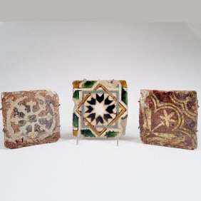 Three Early Spanish Cuerda Seca Tiles