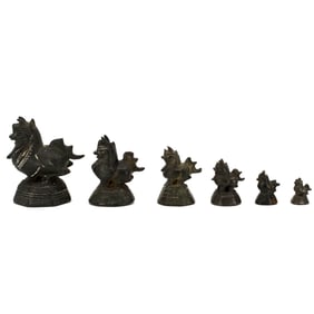 Set of Six Southeast Asian Chimeric Bronze Opium Weights