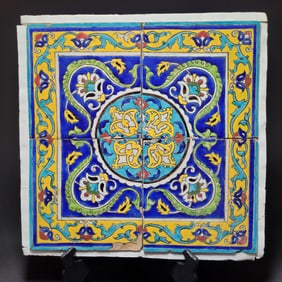 Persian Zand Period Glazed Cuerda Seca Ceramic Tiles