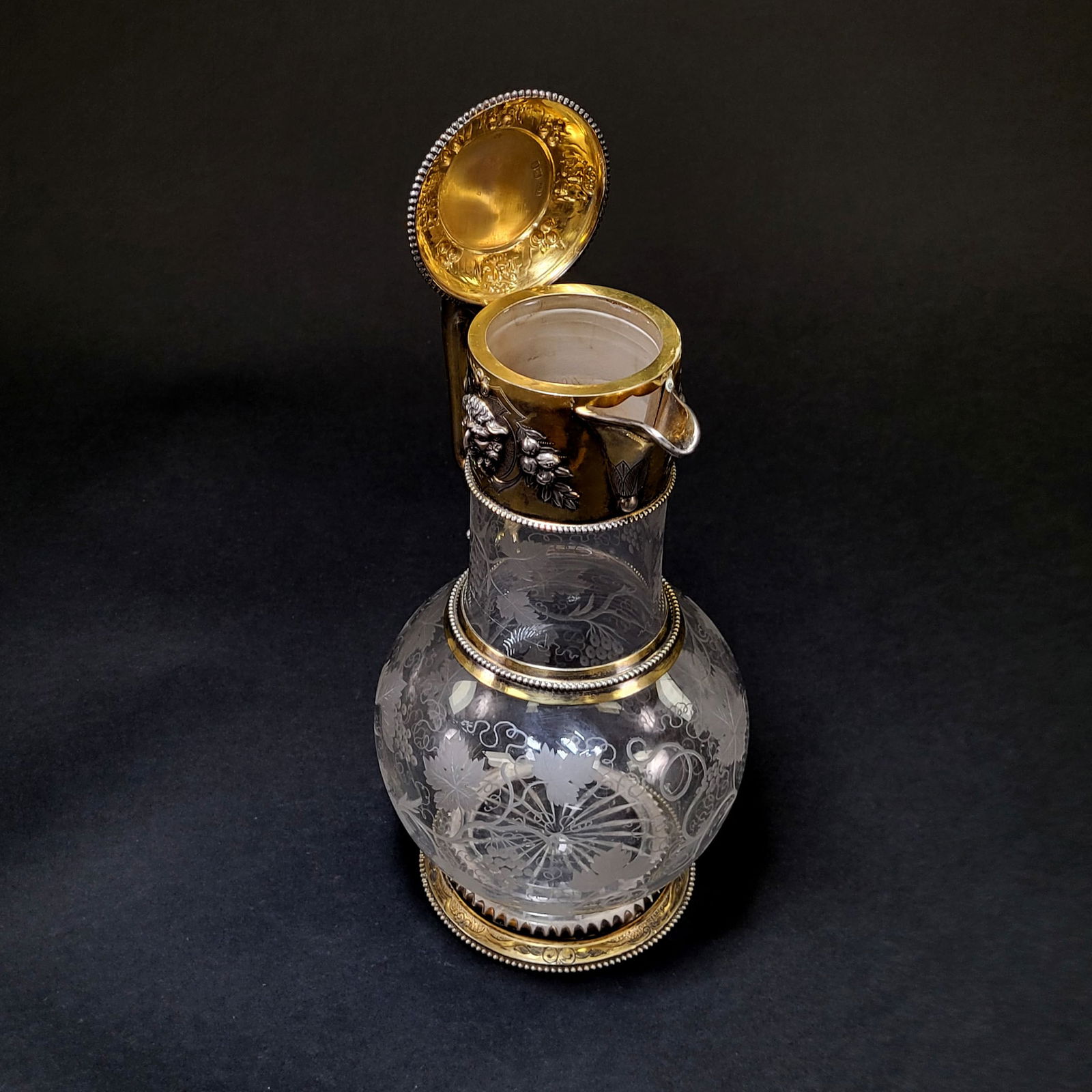 English Silver-Mounted Glass Claret Jug (1 of 3)