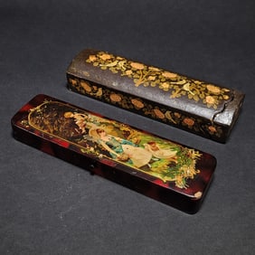 Lot of Two Persian Papier Mache Boxes