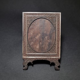 Indian Carved Ebony/Teak with Silver Portrait Frame
