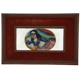 Persian Qajar Reverse Mirror Portrait of a Lady
