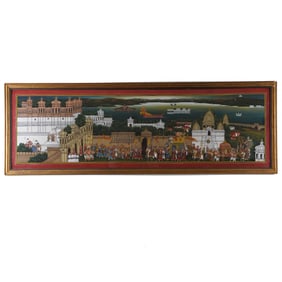Large Indian Gouache & Gilt Painting on Paper