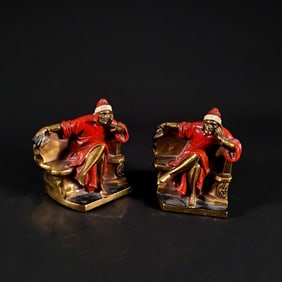 Pair of Dante Alighieri Cold Painted Brass Bookends