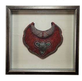 Tibetan Coral Collar Plate with Silver & Turquoise