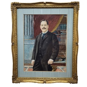 Signed, American Miniature Oil Portrait of Gentleman