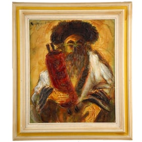 Signed Framed Oil on Canvas, Portrait of a Chasidic Rebbe, No Reserve
