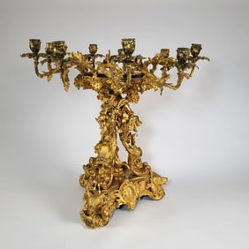 Henri Picard Gilded Bronze Centerpiece Candelabra