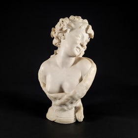 Claude Michel Clodion (1738-1814), Marble Semi-nude Bust of Bacchante Maiden