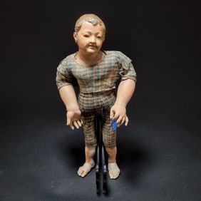 Neapolitan Wood and Terracotta Creche Baby Jesus Figure