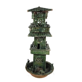 Chinese Green-Glazed Watch Tower for Garden