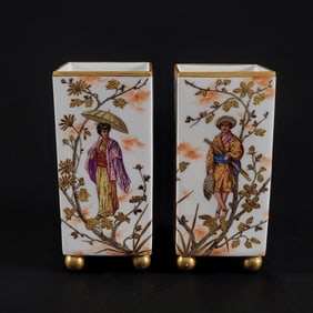 Pair of Complementary French Porcelain Oriental Vases, No Reserve