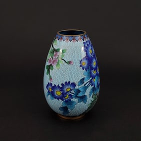 Chinese Brass Cloisonne Vase, No Reserve
