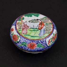 Chinese Canton Enamel Painted Copper Trinket Box, No Reserve