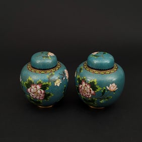 Pair of Chinese Cloisonne Ginger Jars, No Reserve