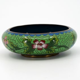 Chinese Brass Cloisonne Brush Washer Bowl, No Reserve