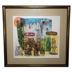 Abraham Yakin (1924-2020), Lions Gate, Color Lithograph on Paper, No Reserve