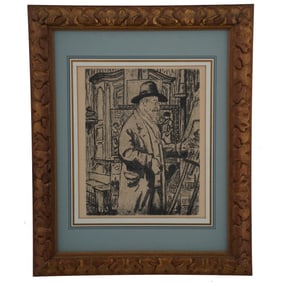 Joseph-Victor Roux-Champion (1871-1953), "Portrait of Maximilien Luce", French Original Etching