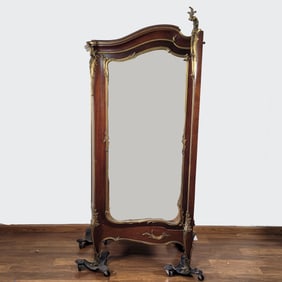 French Wood Mirrored Armoire