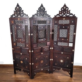 Syrian Wood Folding Screen Panel with Display Niche