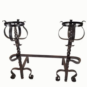 Pair of French Cast Andirons, Extremely Large & Heavy