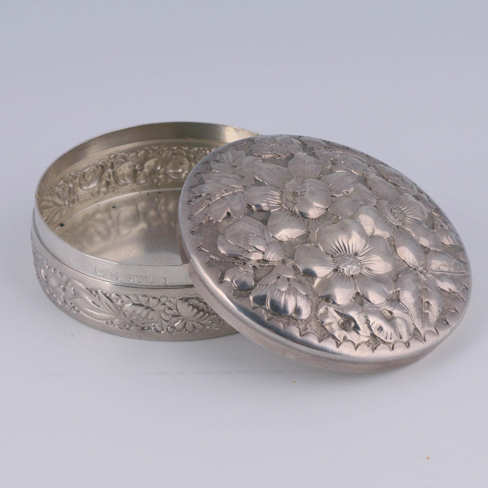 Sterling Silver Repousse Box - 3