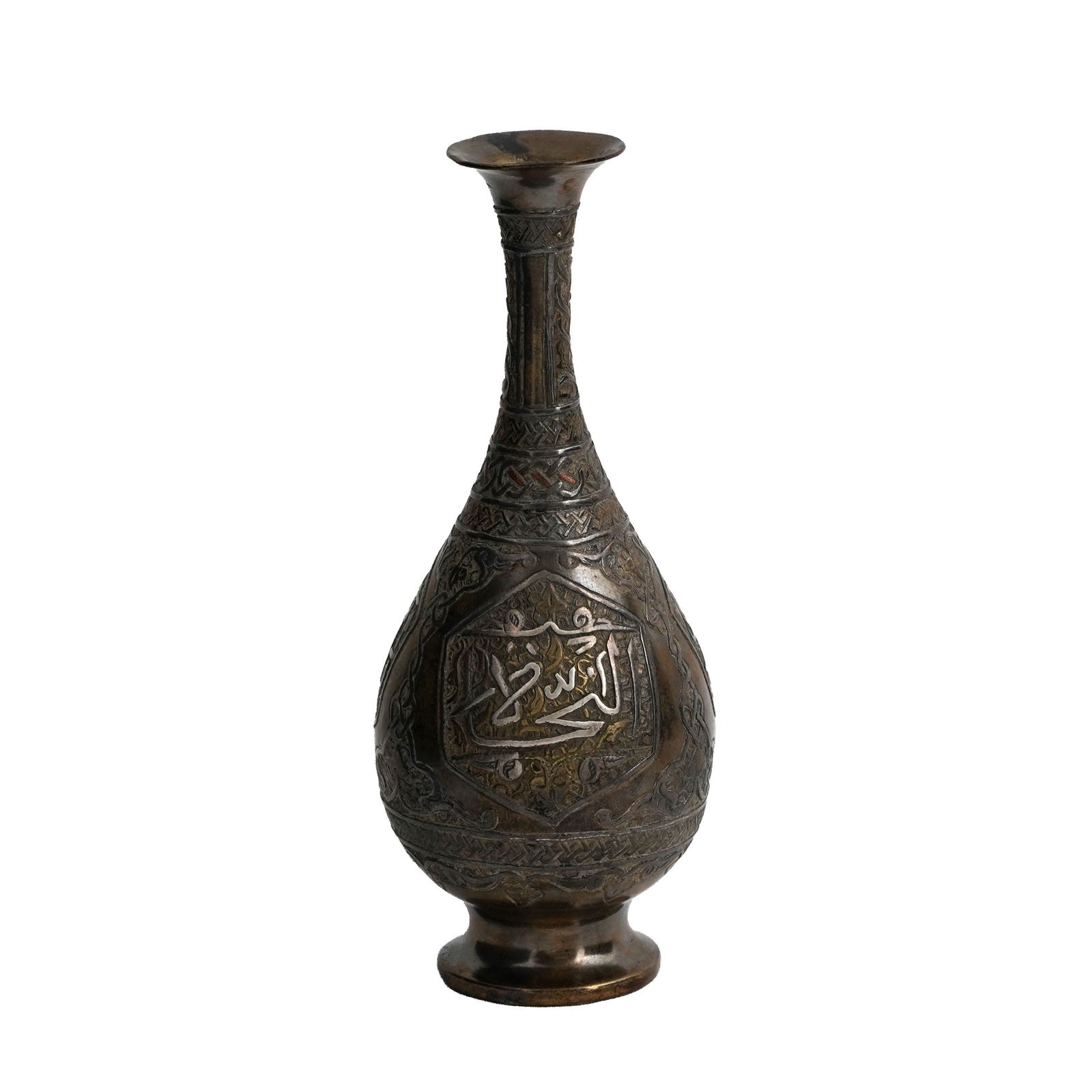 Syrian Damascene Silver Overlay Miniature Vase (1 of 3)