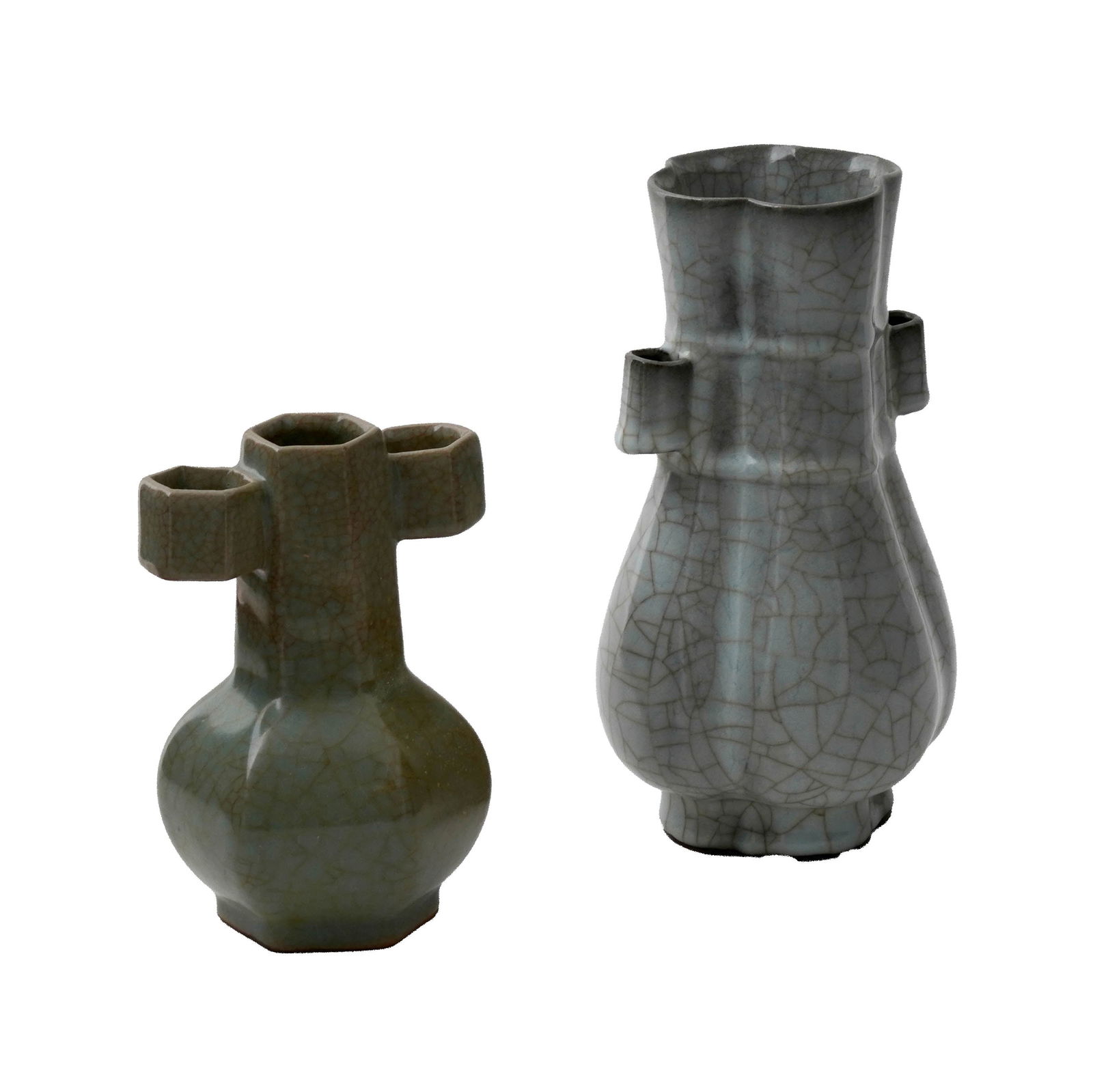 Lot of Two Chinese Celadon Guanware Vases (1 of 4)